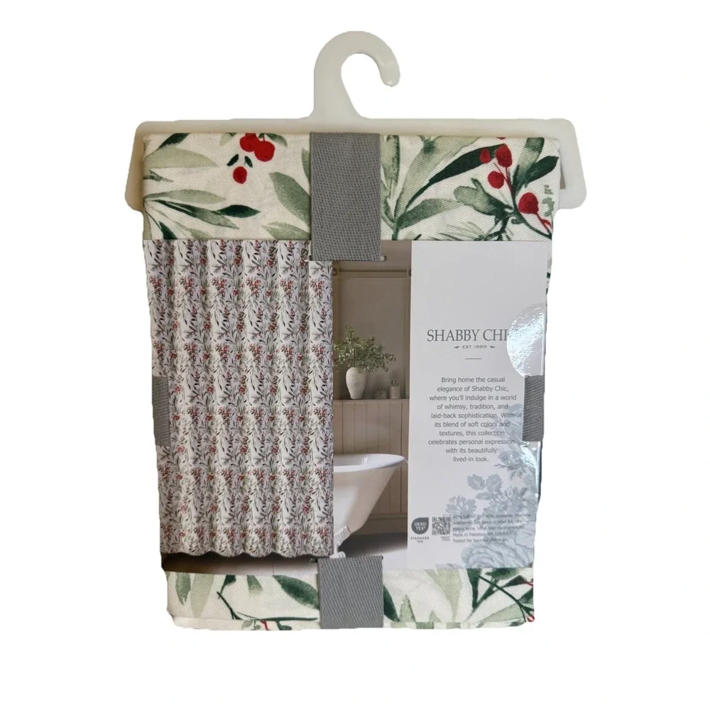Shabby Chic Winter Berry Greenery ‎ Shower Curtain – 72